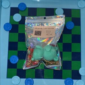 Turquoise Goatmilk bar a sleepy Teddy with mini Teddys Love Spell